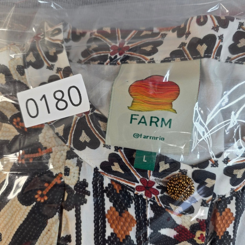 Farm Rio Mini Dress Womens Large Off White Multi Boho Tapestry Beaded Belt - Picture 12 of 12